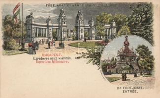Budapest Ezredéves Országos Kiállítás Főbejárat 2 kr Ga. s: Dörre T.