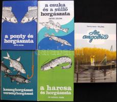 5db klf horgászkönyv kifogástalan állapotban: ponty, süllő, csuka, angolna, harcsa, kecsege