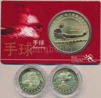 Kína 2008. 1Y (2x) "Olimpia-asztalitenisz/lólengés" + 10Y "Olimpia-Úszás" tanúsítvánnyal T:PP/BU China 2008. 1 Yuan (2x) "Olympics-table tennis/pommel horse" + 10 Yuan "Olympics-swimming" with certificate C:PP/BU