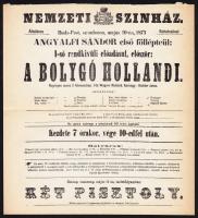 1863-1873 Nemzeti Színház 5 db Wagner előadás kisméretű plakátja 20x21 cm