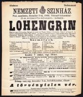 1863-1873 Nemzeti Színház 5 db Wagner előadás kisméretű plakátja 20x21 cm