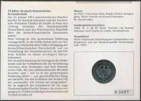 NSZK 1969. 5M "25 éves a német-francia barátság" érmés borítékon elsőnapi bélyegzős bélyeg...