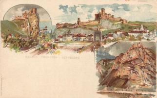 Beckó, Trencsén, Sztrecsnó castles litho 2 kr Ga. s: Kimnach