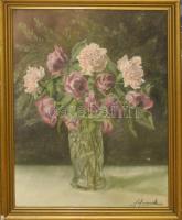 Safranek jelzéssel: Virág-csendélet. Pasztell, papír. Jelzett. Keretben 50x70 cm