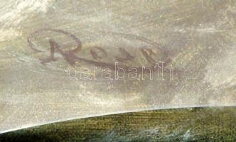 Ismeretlen jelzéssel: Háborgó Balaton. Olaj, vászon. 45x105 cm Igényes üvegezett fa keretben