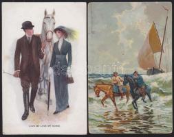 2 db régi Ló motívumlap, egyik litho