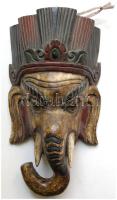 Tibeti festett faragott Ganesha-fej maszk 33x17cm