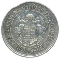 Arad 1874. Történelmi Ag emlékérem az aradi vértanúk kivégzésének 25. évi gyászemlékére (12.05g/40mm) T:2 ph. /  Hungary / Historical Ag commemorative medal of the exepcution of the Arad martyrs (12.05g/40mm) C:XF edge error Horsky: 5992.