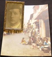 Keretezett levente fotó 10x15cm + Indiai utcai fotó 23x30cm