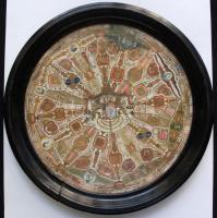 ~1910 Régi szivarszalag gyűjtemény kerek képkeretbe rendszerezve d: 30cm