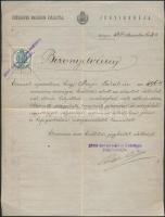 1896 Bizonyítvány az Ezredéves Kiállítás jegybérlet irodájában dolgozó részére