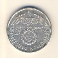 Német 3. Birodalom 1938A 5M Ag "Hindenburg" T:3 German Third Reich 1938A 5 Marks Ag "Hindenburg" C:F