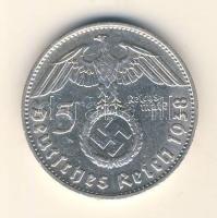 Német 3. Birodalom 1938D 5M Ag "Hindenburg" T:2- German Third Reich 1938D 5 Marks Ag "Hindenburg" C:VF