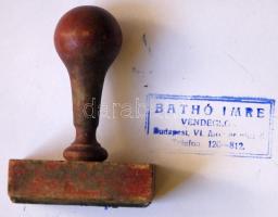 Bélyegző: "Bathó Imre Vendéglős Budapest VI: mozsár u. 6." felirattal