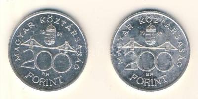 1992. 200Ft Ag "MNB" (2x) T:2