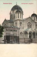 Szamosújvár Greek Catholic church and the shop of Miklós Haragay