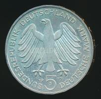 NSZK 1977J 5M Ag "Carl Friedrich Gauss" T:2 GFR 1977J 5 Mark Ag "Carl Friedrich Gauss C:XF