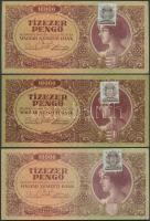 1945. 10.000P bélyeggel (3x) T:I-,II