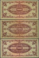 1945. 10.000P bélyeggel (3x) T:I-,II