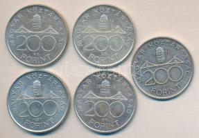 1993. 200Ft Ag "MNB" + 1994. 200Ft Ag "Deák" (4x) T:2,2-