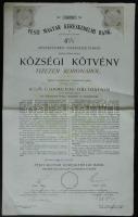1913. Pesti Magyar Kereskedelmi Bank Községi Kötvénye 10.000K-ról szárazpecséttel