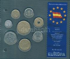 Spanyolország 1988-1997. 1P-500P 8klf darab "Az utolsó Peseta forgalmi pénzek" szettben T:1,1- Spain 1988-1997. 1 Peseta - 500 Pesetas, 8 different coins "The Last Peseta coins" set C:Unc,AU