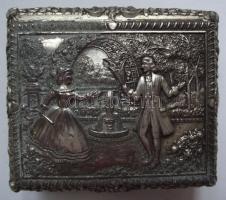 2db gazdagon díszített ón ékszeres doboz (12x10x5cm, 13x8x9cm)
