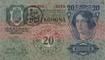 1912. 100K "Citta di Fiume" + "Deutschösterreich" fny.-al +  1913. 20K (2x) &quo...