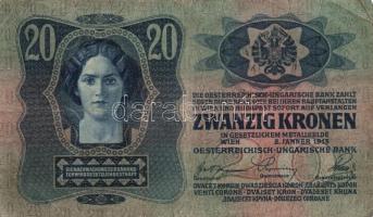 1912. 100K "Citta di Fiume" + "Deutschösterreich" fny.-al +  1913. 20K (2x) &quo...