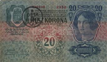 1912. 100K "Citta di Fiume" + "Deutschösterreich" fny.-al +  1913. 20K (2x) &quo...