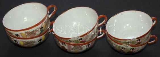 XIX. századi 6 személyes kézzel festett porcelán teás készlet / Chinese chinaware tea-set