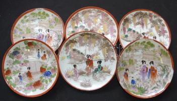 XIX. századi 6 személyes kézzel festett porcelán teás készlet / Chinese chinaware tea-set