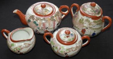 XIX. századi 6 személyes kézzel festett porcelán teás készlet / Chinese chinaware tea-set