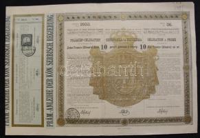 Szerbia/Belgrád 1888. Prémium Kötvény 10 arany Dénárról három nyelven  Serbia/Belgrade 1888. Premium Obligation about 10 gold Dinara in three languages