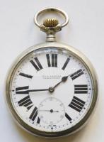 cca 1900 Jack Frigyes Nagykanizsa porcelán-számlapos (javított) zsebóra Omega szerkezettel. Javításra szorul. / Watch with porcelain plate (repaired). Omega-machinery. Needs repair