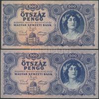 1945. 500P (2x) eltérő színárnyalat T:II(egyszer hajtva, de nincs megtörve)