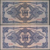 1945. 500P (2x) eltérő színárnyalat T:II(egyszer hajtva, de nincs megtörve)