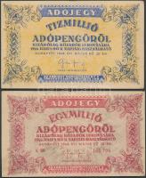 1946. 100.000AP (2x) kétféle papír + 500.000AP + 1.000.000AP fordított címer + 10.000.000AP fordított címer T:II,III