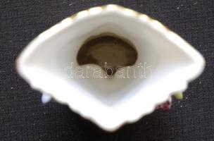 Kézzel festett aranyozott Viktória-mintás jelzett Herendi porcelán fogpiszkálótartó / Handpainted He...