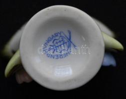 Kézzel festett aranyozott Viktória-mintás jelzett Herendi porcelán fogpiszkálótartó / Handpainted He...