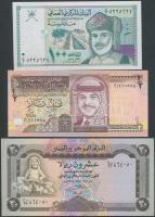 Jordánia 1997. 1/2D  + Omán 1995. 100B + Jemen 1990. 20R T:I Jordan 1997. 1/2 Dinar + Oman 1995. 100 Baisa + Yemen 1990. 20 Rials C:Unc