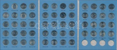 USA 1999-2009. 1/4$ (56x) teljes szett eredeti gyűjtői albumban az összes állam negyed dollárosa T:1 USA 1999-2009. Complete set of Statehood Quarters 1/4$ (56x) C:Unc