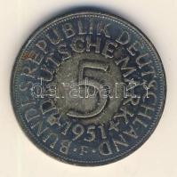 NSZK 1951F 5M Ag T:2- patina GFR 1951F 5 Mark Ag C:VF patina