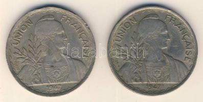 Francia Indokína 1947. 1P (2x) T:2-
Franch Indo-China 1947. 1 Piastre (2x) C:VF