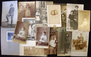 cca 1880-1950 kb 50 db háború előtti fotó, közte 10 db keményhátú. / Mixed photo lot