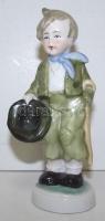 cca 1903 Kézzel festett jelzett Bock-Wallendorf porcelán fiú figura / Handpainted Bock-Wallendorf chinaware figure 14cm