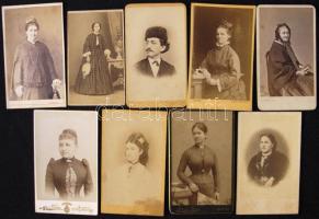 cca 1870-1900 Nők: 8 db keményhátú fotó, magyar fényképészek műtermeiből / vintage photos from various artists 7x9 cm