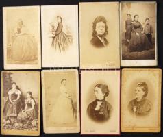 cca 1870-1900 Nők: 8 db keményhátú fotó, magyar fényképészek műtermeiből / vintage photos from various artists 7x9 cm