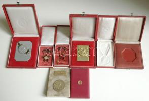3db sport emlékplakett vízilabda sportágban eredeti dísztokban, egyik márvány talapzaton + 2db kiváló dolgozó kitüntetés dísztokban + 3db dísztok különböző kitüntetésekhez
