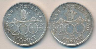 1992. 200Ft Ag "MNB" (2x) T:2